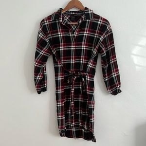 Aqua Plaid Sweater Dress